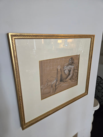 French Female Nude Drawing, Circa, 1950