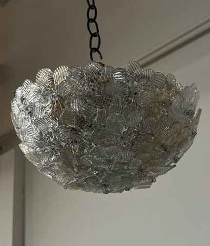 Clear and Gold Venetian Flower Basket circa 1950