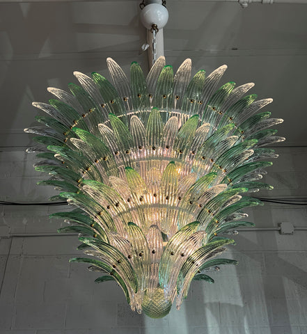 Contemporary Pale Green and Clear Murano Chandelier