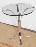 Pair of French Chrome & Glass Tables attributed to Maison Jansen