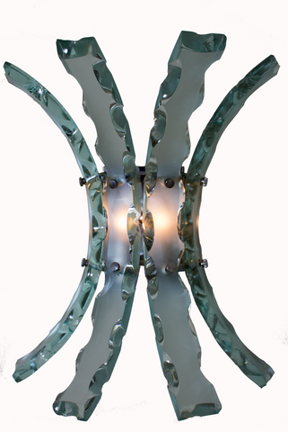 Pair of Glass Sconces by Fontana Arte