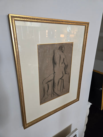 French Female Nude Drawing, Circa, 1950