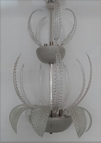 Two Tiered Murano Chandelier in Clear Glass Circa 1960’s