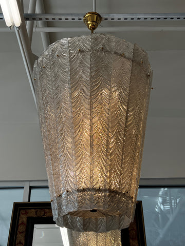 Large Murano Glass Lantern Comprised of 18 Panels with a glass diffuser on the bottom