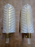 Pair of White and Gold Barovier Sconces