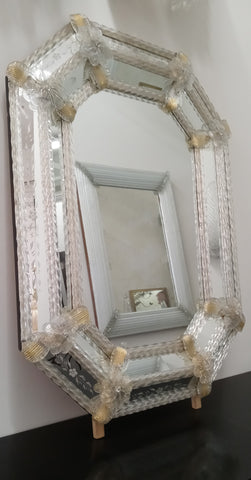 Gold and Clear Venetian Glass Mirror