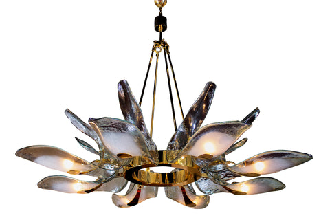 Custom Murano Glass & Brass Chandelier