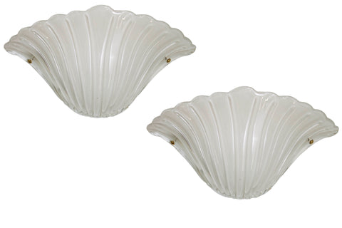 Pair of Shell Formed Murano Glass Sconces c. 1970