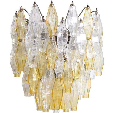 Amber & Clear Polyhedral Murano Glass Chandelier