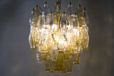 Amber & Clear Polyhedral Murano Glass Chandelier