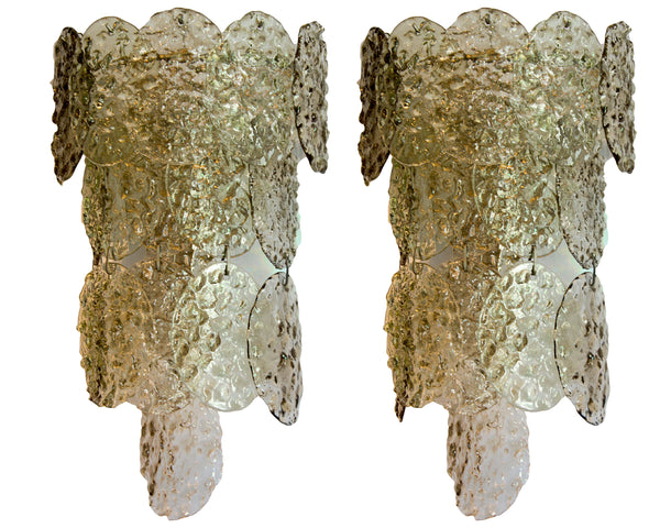 Pair of Pale Green Murano Sconces by Vistosi, 1970s
