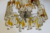 Clear & Amber Murano Chandelier by Mazzega