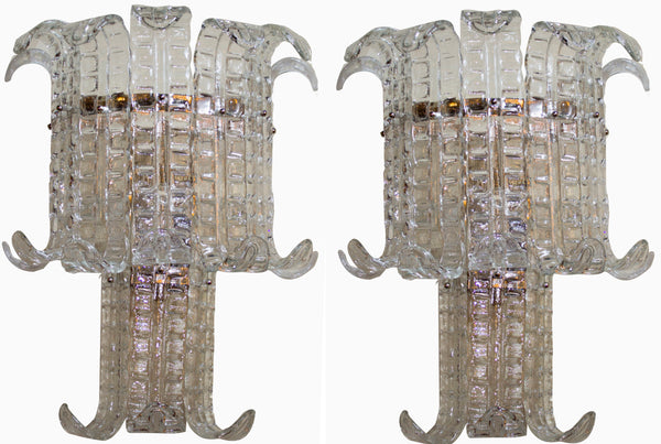 Pair of Two Tier  Murano Sconces by Barovier circa 1940’s
