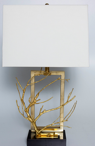 French Brass and Gilt Brass Branch Lamp c.1970 Attributed to Maison Charles