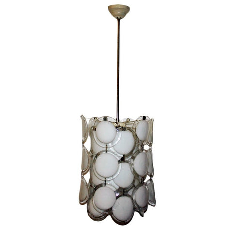 White Murano Curved Disc Chandelier by Venini ( Sold )