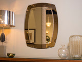 Italian Fume & Clear Mirror with etched details circa 1970s