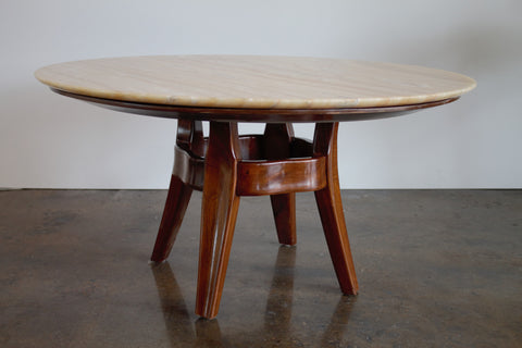 Coffee table with mahogany base and onyx top by Tornelli and Brogi, circa 1950’s