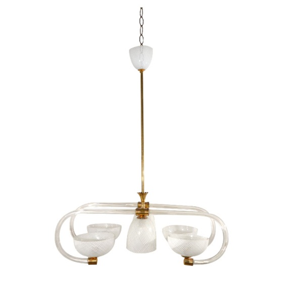 White Murano “Latticino” chandelier, circa 1940’s